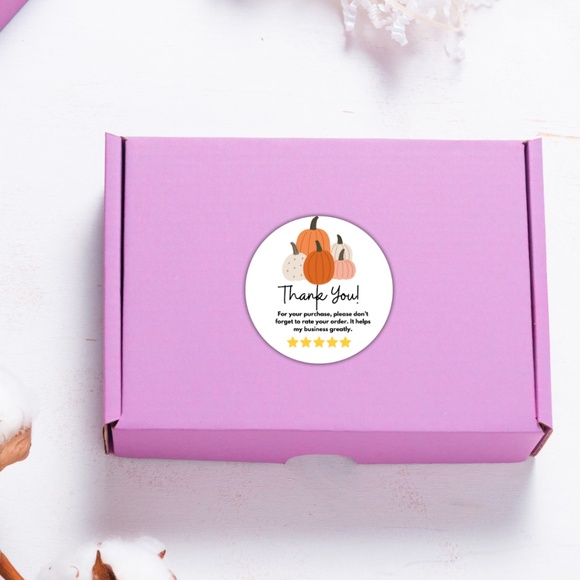 New Fall Pumpkin Thank You Stickers 2" 24 Count - Picture 3 of 4